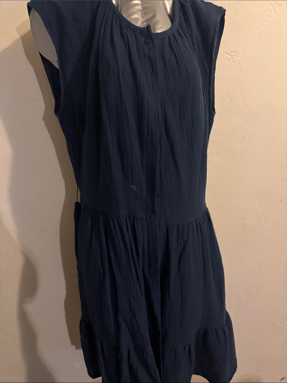 New York & Company Navy Sleeveless Tiered Midi Dress